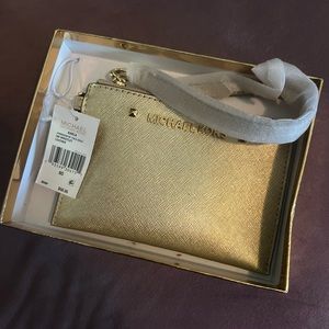 Michael Kors Pale Gold Leather Wristlet